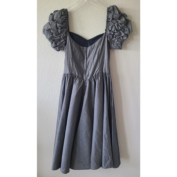 Peasant‎ Puff Sleeve Maxi Dress Size 14 Sweetheart Neckline Prom Evening Gray - Picture 8 of 11